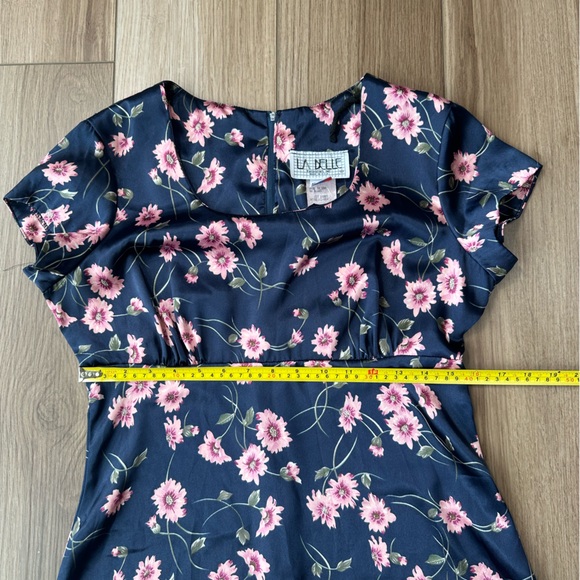 Vintage 1990s Navy & Pink Floral Mini Dress - Picture 9 of 13